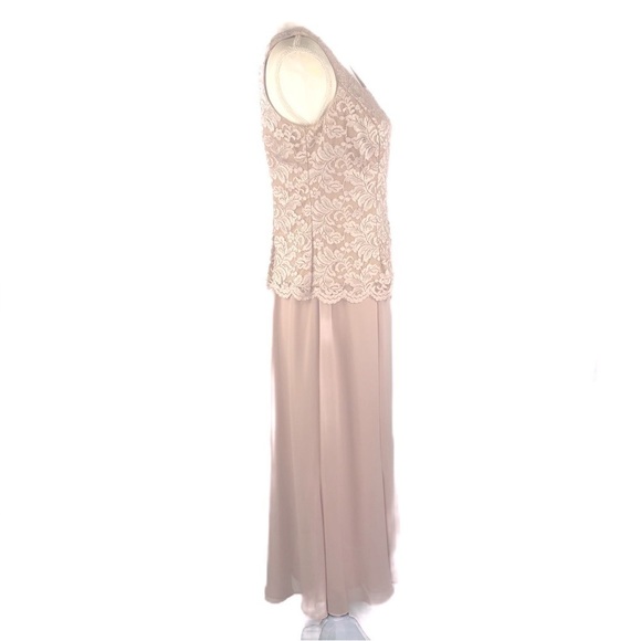 ALEX EVENINGS (6P) Two piece taupe lace and chiffon dress - Picture 5 of 14